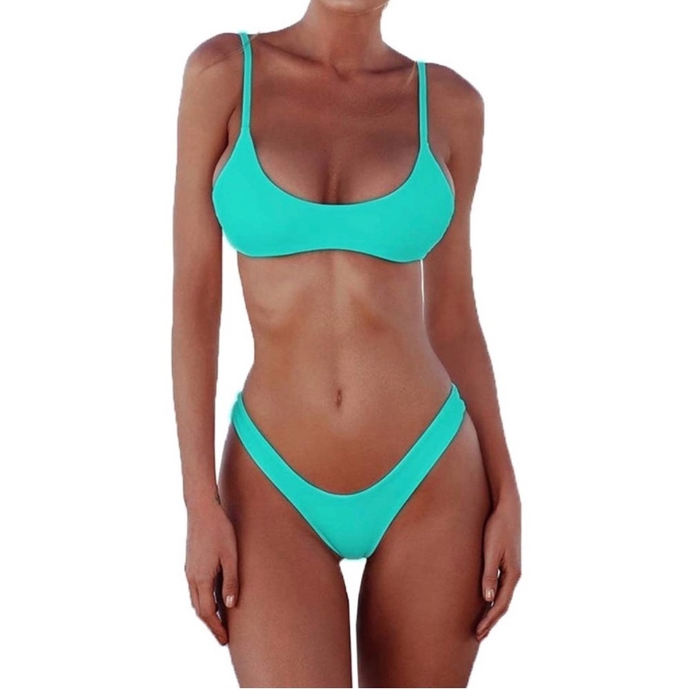 Sherry DC Sea Foam Green Brazilian Thong Bikini medium new